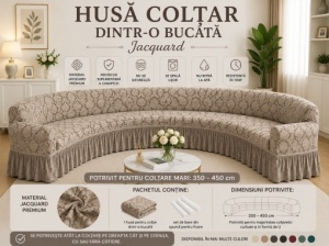 Husă Jacquard Premium pentru Colțar Cacao cu Lapte