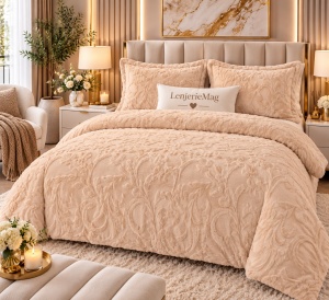 Lenjerie Cocolino 4 piese Imitatie Blana iepure Bej Deschis cu Elastic PITC12
