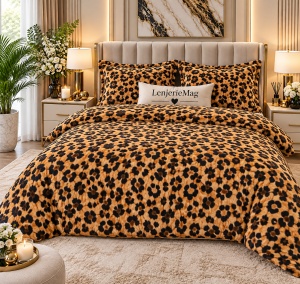 Lenjerie Cocolino 4 piese Maro Model Animal Print cu Elastic PITC02