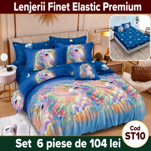Lenjerie de pat finet 6 piese cu Elastic ST10