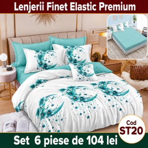 Lenjerie de pat finet 6 piese cu Elastic ST20