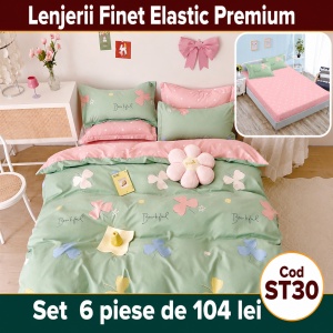 Lenjerie de pat finet 6 piese cu Elastic ST30
