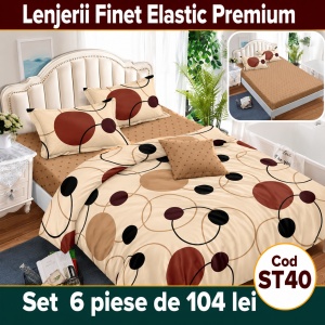 Lenjerie de pat finet 6 piese cu Elastic ST40