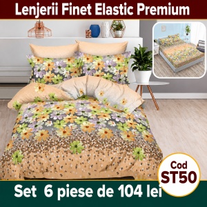 Lenjerie de pat finet 6 piese cu Elastic ST50