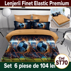 Lenjerie de pat finet 6 piese cu Elastic ST70