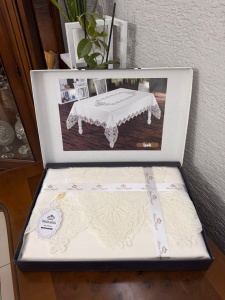 Fata de masa ,Crem din jacquard dreptunghiulara 160x220cm - Img 2
