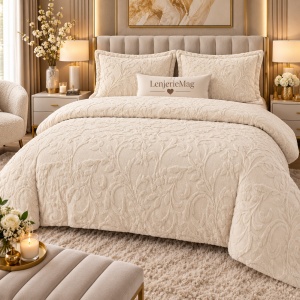 Lenjerie Cocolino 4 piese Imitatie Blana iepure Crem cu Elastic PITC15