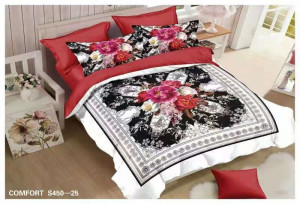 Lenjerie de Pat din Catifea, 2 Persoane, 6 Piese CATE-25