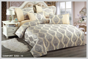 Lenjerie de Pat din Catifea, 2 Persoane, 6 Piese CATE-35