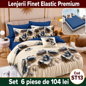 Lenjerie de pat finet 6 piese cu Elastic ST13