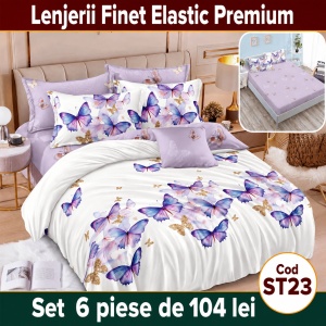 Lenjerie de pat finet 6 piese cu Elastic ST23