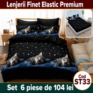 Lenjerie de pat finet 6 piese cu Elastic ST33