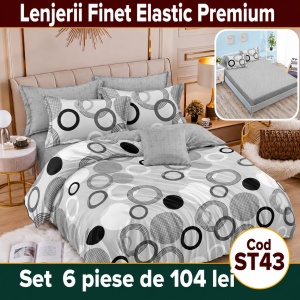Lenjerie de pat finet 6 piese cu Elastic ST43