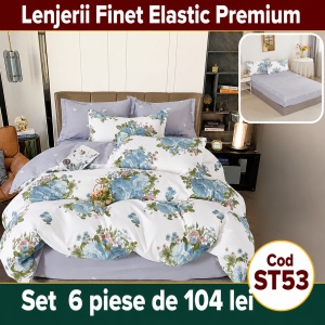 Lenjerie de pat finet 6 piese cu Elastic ST53