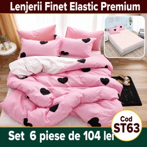 Lenjerie de pat finet 6 piese cu Elastic ST63