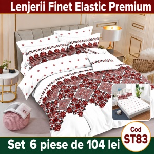 Lenjerie de pat finet 6 piese cu Elastic ST83