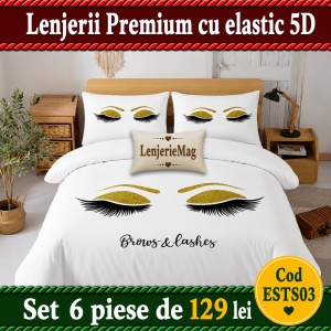 Lenjerie De Pat Finet Premium 6 piese cu elastic 5D ESTS03