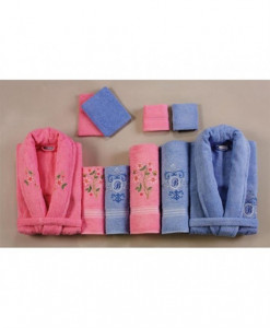 Set Prosoape si Halate din Bumbac 10 Piese, Belinda, Fucsia- Albastru BLD 10-06