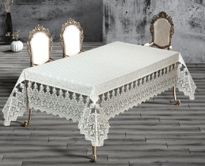 Fata de masa ,Crem din jacquard cu broderie , dreptunghiulara 160x220cm