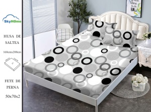 HUSA DE PAT CU ELASTIC CU 2 FETE DE PERNA 160x200cm SKYN07