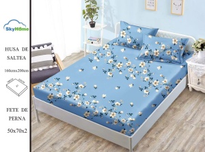 HUSA DE PAT CU ELASTIC CU 2 FETE DE PERNA 160x200cm SKYN22 - Img 2