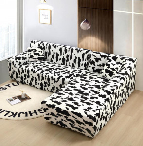 Husa Elastica Pentru Fotoliu / Canapea / Coltar Model Alb / negru