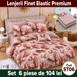 Lenjerie de pat finet 6 piese cu Elastic ST06