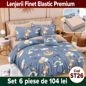 Lenjerie de pat finet 6 piese cu Elastic ST26