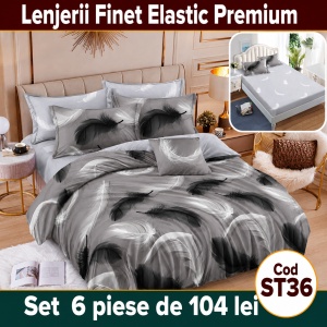 Lenjerie de pat finet 6 piese cu Elastic ST36