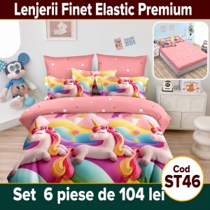 Lenjerie de pat finet 6 piese cu Elastic ST46