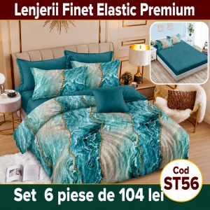 Lenjerie de pat finet 6 piese cu Elastic ST56