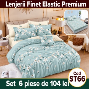 Lenjerie de pat finet 6 piese cu Elastic ST66