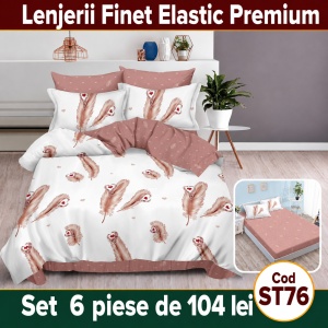Lenjerie de pat finet 6 piese cu Elastic ST76