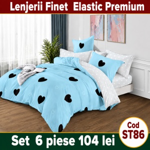 Lenjerie de pat finet 6 piese cu Elastic ST86