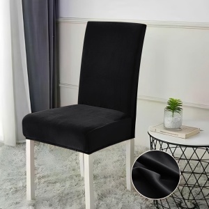 Set 6 Huse Scaune Catifea Premium Negru HSS06 - Img 2