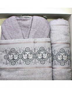 Set Prosop si Halat din Bumbac 3 Piese, My Murdum, MYM3-07 Gri
