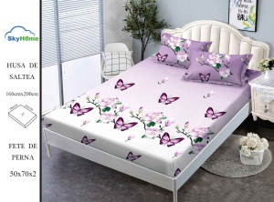 HUSA DE PAT CU ELASTIC CU 2 FETE DE PERNA 160x200cm SKYN08