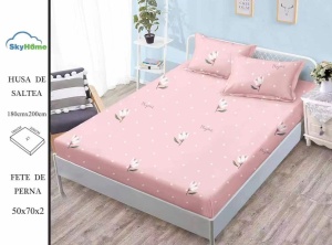 HUSA DE PAT CU ELASTIC CU 2 FETE DE PERNA 180x200cm SKYH49 - Img 2