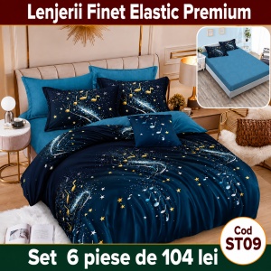 Lenjerie de pat finet 6 piese cu Elastic ST09