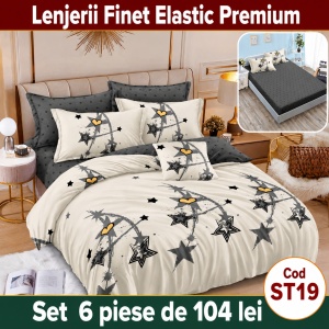 Lenjerie de pat finet 6 piese cu Elastic ST19