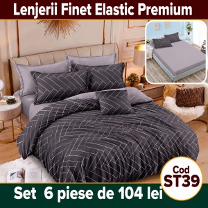 Lenjerie de pat finet 6 piese cu Elastic ST39