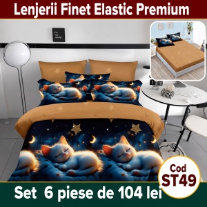 Lenjerie de pat finet 6 piese cu Elastic ST49