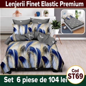 Lenjerie de pat finet 6 piese cu Elastic ST69