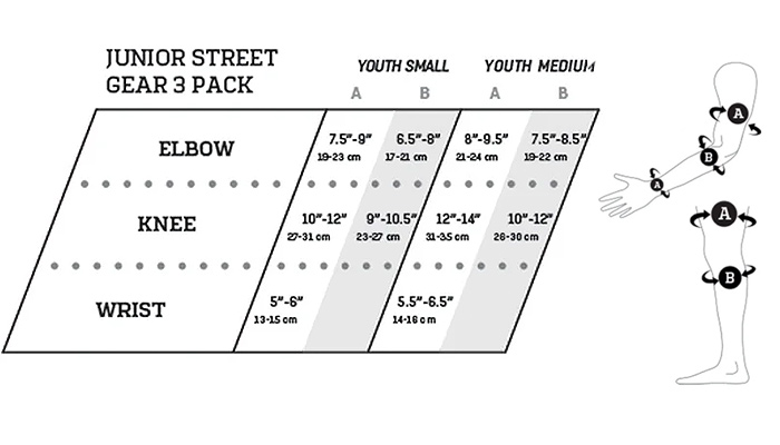 Pro-Tec Street Pad Size Chart
