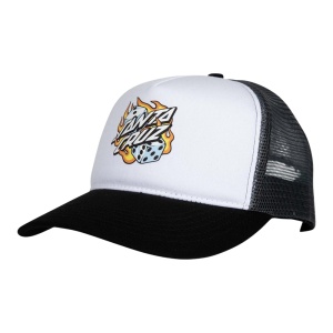 Sapca Santa Cruz Flaming Dice Dot Meshback White/Grey