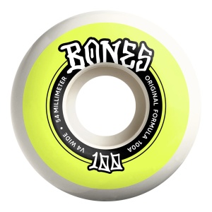 Set 4 Roti Skateboard Bones OG Formula 100s Wide V4 White 100A 54mm