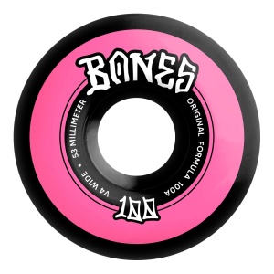 Set 4 Roti Skateboard Bones OG Formula 100s Wide V4 Black 100A 53mm