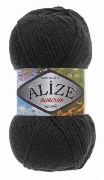 Fir de tricotat sau crosetat - Fir ACRILIC ALIZE BURCUM KLASIK NEGRU 60