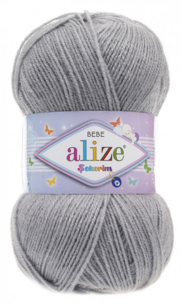 Fir de tricotat sau crosetat - Fir ACRILIC ALIZE SEKERIM BEBE GRI 344