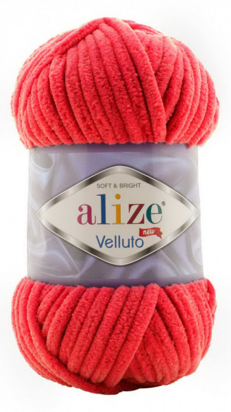 Fir de tricotat sau crosetat - Fire tip mohair din acril ALIZE VELLUTO ROSU 56 - Img 2
